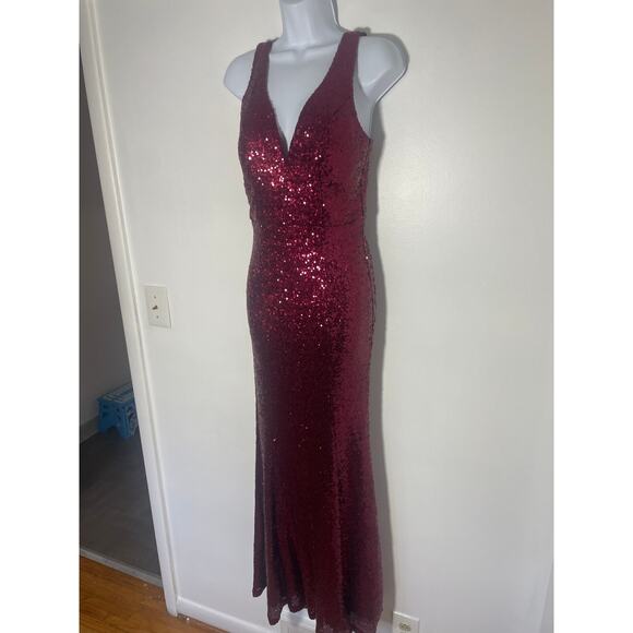 Red Sequin Sexy Maxi Formal Dress Small / Medium - Picture 8 of 9